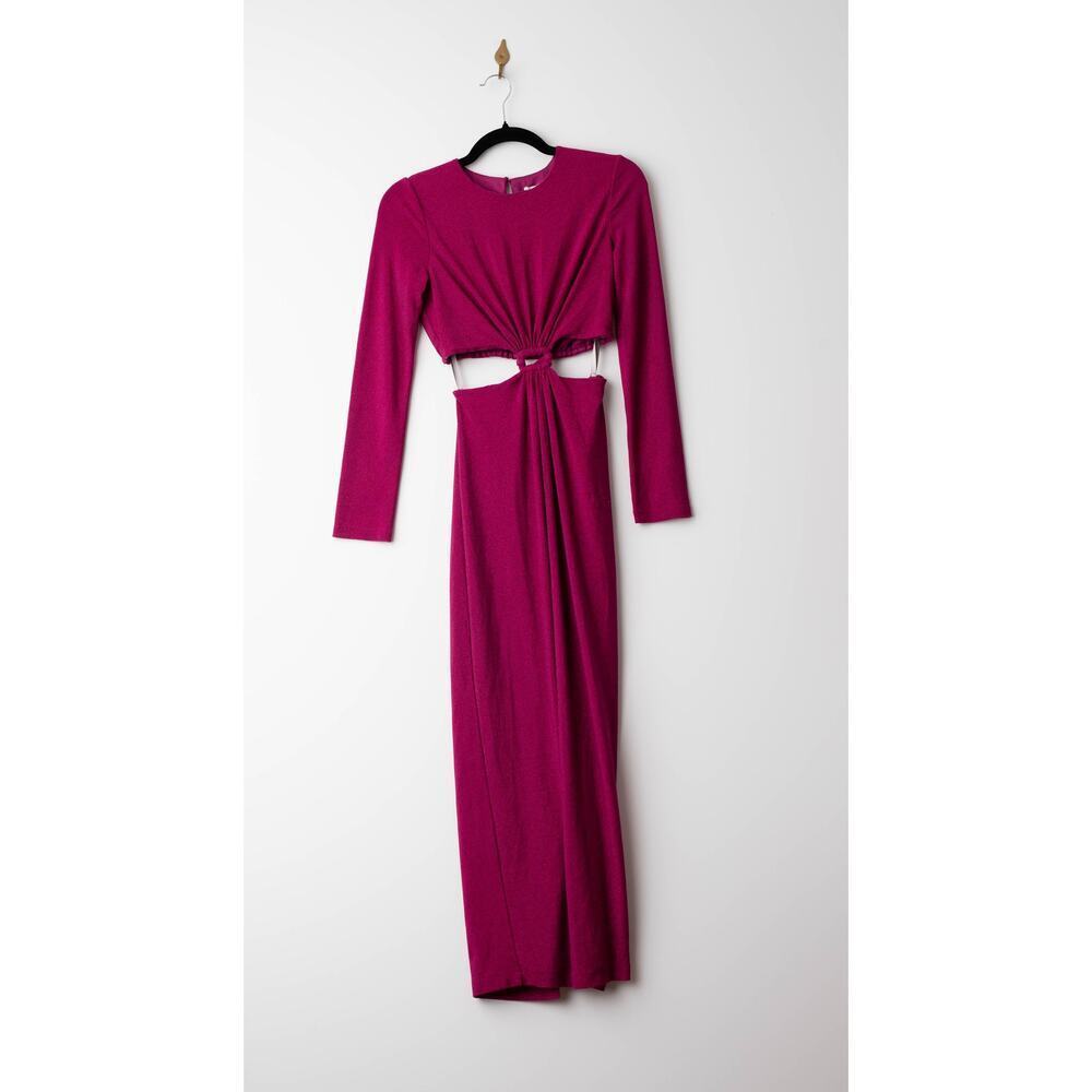ML Monique Lhuillier Purple Metallic Knit Dress - Picture 5 of 12
